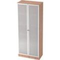 Aktenschrank mit Glastüren ULM, 5 OH, B 800 x T 420 x H 2004 mm, Nussbaum-Dekor