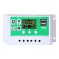 30A Laderegler Regler Solarpanel für 12V/24V Blei-Säure-/Lithium-Batterie Intelligenter Laderegler mit LCD-Display und Dual-USB-Anschluss,