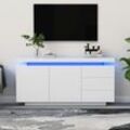 Redom - Sideboard Modern Wohnzimmerschrank Beistellschrank Standschrank Kommode Hochschrank Möbel 2 Türen 3 Schubladen Hochglanz Sideboard mit led