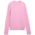 TOM TAILOR DENIM Damen Strickpullover mit Stehkragen, rosa, Uni, Gr. L