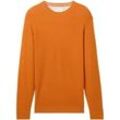 TOM TAILOR Herren Strickpullover aus Baumwolle, orange, Meliert, Gr. L