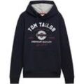 TOM TAILOR Herren Hoodie Sweatshirt mit Logo-Print, blau, Uni, Gr. XXL