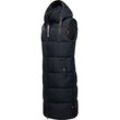 Steppweste NAVAHOO "Schnuffelchen" Gr. L (40), blau (navy) Damen Westen warme Outdoor-Weste lang mit Kapuze