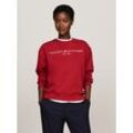 Sweatshirt TOMMY HILFIGER "MDRN REG CORP LOGO C-NK SWTSHRT", Damen, Gr. L (40), rot (schwarz magma), Sweatware, Obermaterial: 64% Baumwolle, 36% Polyester, unifarben, casual, regular fit hüftlang, Rundhals, Sweatshirts, mit Logoschriftzug