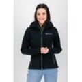 Strickfleecejacke DEPROC ACTIVE "GLORY MAY", Damen, Gr. 36 (S), grau (anthrazit), 100% Polyester, sportlich, figurbetont, Langarm gerader Abschluss, Jacken, mit 2-Wege-Reißverschluss