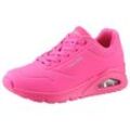 Plateausneaker SKECHERS "UNO-NIGHT SHADES", Damen, Gr. 36, pink (neonpink), Lederimitat, casual, Schuhe, Keilsneaker, Chunky Sneaker, Schnürschuh mit Luftkissensohle