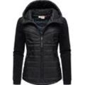 Outdoorjacke RAGWEAR "Lucinda" Gr. 4XL (48), blau (schwarz) Damen Jacken Steppjacke aus modernem Materialmix mit Kapuze