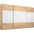 Schwebetürenschrank RAUCH "Quadra Bestseller Schlafzimmerschrank in vielen Breiten" Schränke Gr. B/H/T: 315cm x 210cm x 62cm, 3 St., braun (struktureichefarben hell/weißglas) Kleiderschrank Garderobenschrank Schrank mit Glaselementen