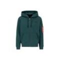 Hoodie ALPHA INDUSTRIES "Alpha Industries Men - Hoodies Back Print Zip Hoodie", Herren, Gr. L, grün (force grün), Obermaterial: 80% Baumwolle, 20% Polyester, regular fit, Sweatshirts