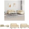 The Living Store - 2-tlg. Sofagarnitur mit Kissen Creme Stoff - Sofas - Creme