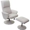 Neuwertig] Relaxsessel Stockholm, Fernsehsessel Relaxliege TV-Sessel mit Hocker Stoff/Textil, creme-beige