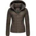 Steppjacke MARIKOO "Löwenbaby" Gr. M (38), grau (anthrazit) Damen Jacken stylische Übergangsjacke mit abnehmbarer Kapuze