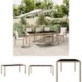 The Living Store Gartentisch mit Glasplatte Beige Poly Rattan & Hartglas - Gartentische