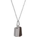 Kette mit Anhänger EMPORIO ARMANI "Schmuck Geschenk Edelstahl Leder Dog Tag, EGS3133040", schwarz (edelstahlfarben, schwarz), Halsketten, Damen, Edelstahl-Leder, L: 50cm B: 2,1mm, Edelstahl, Leder, B:2,1mm