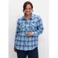 Karierte Flanellbluse mit Brusttaschen, mittelblau-blau kariert, Gr.40