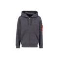 Hoodie ALPHA INDUSTRIES "Alpha Industries Men - Hoodies Back Print Zip Hoodie", Herren, Gr. L, grau (vintage grau), Obermaterial: 80% Baumwolle, 20% Polyester, regular fit, Sweatshirts