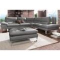 Ecksofa CALIA ITALIA "Dave, italienisches Designsofa mit erstklassigem Sitzkomfort, L-Form", grau, B:297cm H:87cm T:97cm, NaturLeder Sorrento, Leder Bull, Sofas, mit tollen Lederbezügen