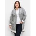 Lange Strickjacke im Jacquard-Mustermix, grau, Gr.56/58