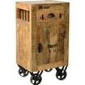 Kommode SIT "Rustic", schwarz (natur, schwarz), B:44cm H:82cm T:34cm, Massivholz, Sideboards, mit schwarzem Aufdruck im Industrial-Stil