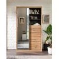 Garderobenschrank INNOSTYLE "SINGLE TWO", braun (braun, schw), B:115cm H:202cm T:43cm, FSC-zertifizierter Holzwerkstoff, Schränke, 1 Spiegel-/Schiebetür, 2 Schubkästen, 2 Klappen, etc.