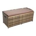 Polyrattan Gartenbank Sitzbank mit Auflagenbox Kissenbox Rattan Bank Kissentruhe Beige-Braun