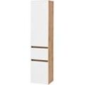 Seitenschrank WELLTIME "Kaunas", weiß (matt weiß, wotaneiche), B:40cm H:180cm T:35cm, Holzwerkstoff, Schränke, Bad-Hochschrank Bad-Seitenschrank, 40 cm breit, mit Schubkasten, Soft-Close-Funktion