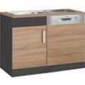 Spülenschrank KOCHSTATION "KS-Gera", grau (eiche, anthrazit), B:110cm H:85cm T:60cm, Spanplatte, Schränke, Breite 110 cm