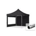 TOOLPORT 3x3m Aluminium Faltpavillon, inkl. 2 Seitenteile, schwarz - (600163)