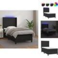 Vidaxl - Betten & Bettgestelle - Living Boxspringbett mit Matratze & led Schwarz 80x200 cm Kunstleder - Schwarz