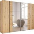 Schwebetürenschrank RAUCH "Kleiderschrank Drehtürenschrank Schrank Garderobe KRONACH TOPSELLER" Schränke Gr. B/H/T: 268 cm x 210 cm x 59 cm, 4 St., braun (eiche artisan) mit Dreh- und Schwebetüren Spiegel, viele Böden MADE IN GERMANY