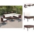 Gartenmöbel-Sets - Living 8-tlg. Garten-Lounge-Set mit Auflagen Poly Rattan Braun