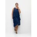 Cocktailkleid SHEEGO "Große Größen" Gr. 40, Normalgrößen, blau, Damen, Obermaterial: 100% Polyester;Futter: 100% Polyester, unifarben, Kleider Partykleid, im Layerlook, mit Pailletten