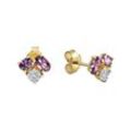 Paar Ohrstecker FASCINATION BY ELLEN K. "Gold 375 Amethyst + Zirkonia", gelb (gelb, lila), Ohrringe, Damen, ONE-SIZE, Gold