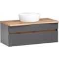 Waschbeckenschrank WELLTIME "Lienz", grau (mattgrau), B:100cm H:54,5cm T:47cm, MDF, Schränke, Waschbeckenunterschrank