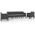 3-tlg. Garten-Lounge-Set mit Kissen pp Rattan Anthrazit Vidaxl