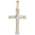 Kreuz-Anhänger FIRETTI "Schmuck Geschenk Gold 375 Halsschmuck Anhänger Halskette Kreuz" Schmuckanhänger Gr. Gelbgold 375, 1,5 g, goldfarben (gelbgoldfarben, weißgoldfarben) Damen