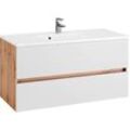 Waschtisch WELLTIME "Lucca", weiß (eichefarben, weiß, weiß, eichefarben), B:100cm H:56cm T:47cm, Waschtische