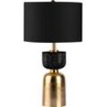 KAYOOM Tischleuchte "Tischlampe Cirus 125", gold (schwarz, gold), 1 flammig, H: 54cm,, Lampen, Sockel in Material-Mix aus Marmor und Eisen, mit Stoffschirm