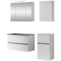 Badezimmer-Set WELLTIME "Kaunas", weiß (matt weiß, weiß), B:120cm H:200cm T:49cm, Kastenmöbel-Sets, Breite 120 cm, Soft Close Funktion