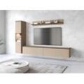 Wohnwand INOSIGN "PARIS", beige (congo, congo), B:220cm H:130cm T:33cm, Holzwerkstoff, Hartfaserplatte, Kastenmöbel-Sets, TV-Wand 220cm breite, grifflose Design, stehend und hängend montierbar