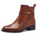 Stiefelette TAMARIS Gr. 39, braun (cognac used), Damen, Glattleder, Schuhe, Blockabsatz, Businessschuh, Ankleboots mit T-Logoverszierung