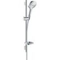 Brausegarnitur HANSGROHE "Raindance Select E", silber (chrom), Messing, Brausegarnituren, 12cm, mit Duschstange 65cm und Seifenschale, chrom