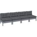 Vidaxl - 4-Sitzer-Gartensofa mit Anthrazit Kissen Kiefer Massivholz