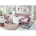 Eckbank EXXPO - SOFA FASHION "Affogato, bequem und elegant, hochwertige Detailverarbeitung", lila (flieder), B:157cm H:82cm T:245cm, Struktur: Webvelour 100% Polyester, Sitzbänke, Frei im Raum stellbar