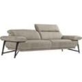 2,5-Sitzer EGOITALIANO "Anais, Designsofa mit hohem Sitzkomfort, Designfuß", grau (opal grau), B:232cm H:74cm T:106cm, Luxus-Micofaser Lederoptik (100% Polyester) ist ein neues technisches Gewebe mit einem visuellen und taktilen Aspekt, der dem Nubuk sehr nahe kommt, mit innovativen Eigenschaften. Seine außerordentliche Weichheit kommt von einem exklusiven Produktionsprozess, der Unreinheiten und 