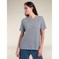 Icebreaker Merino Linen T-Shirt Stripe - Frau - Snow/midnight Navy - Größe S