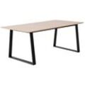 Esstisch HAMMEL FURNITURE "Meza Designtisch mit Auszugsfunktion und 2 Einlegeplatten" Tische Gr. B/H/T: 210cm x 73,5cm x 100cm, Einlegeplatten, beige (naturfarben, schwarz) abgerundete Tischplatte MDF, Trapez Metallgestell