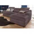 Ecksofa EXXPO - SOFA FASHION "Lotos, bequem und funktionell, L-Form", braun (schoko), B:242cm H:92cm T:98cm, NaturLEDER (echtes Rindsleder) in Sitz und Rücken. Korpus in passendem Kunstleder SOFTLUX bezogen, Luxus-Kunstleder, Sofas, mit Kopf- bzw. Rückenverstellung, wahlweise mit Bettfunktion