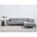 Ecksofa PLACES OF STYLE "Lorcan", grau (hellgrau), B:275cm H:77cm T:210cm, Struktur weich: (85% Polyester, 15% Nylon), Sofas, mit schwarzen Metallfüßen, Lederoptik und in weichem Strukturstoff