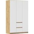 Drehtürenschrank RAUCH "Kleiderschrank Schrank Garderobe Garderobenschrank MAINZ", weiß (eiche artisan, alpinweiß), B:136cm H:210cm T:54cm, Holzwerkstoff, Schränke, grifflose Front, Außentüren mit Push-to-Open Funktion MADE IN GERMANY